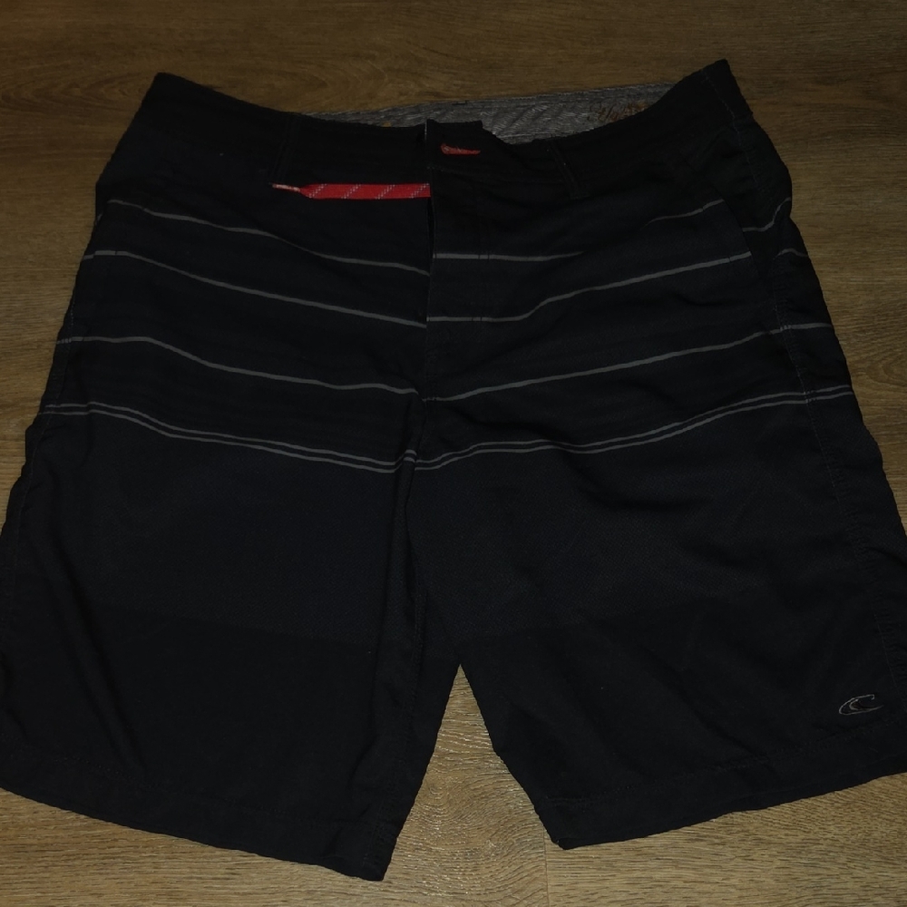 O'Neill Black Swim Trunks with Yellow Logo, Sz 34